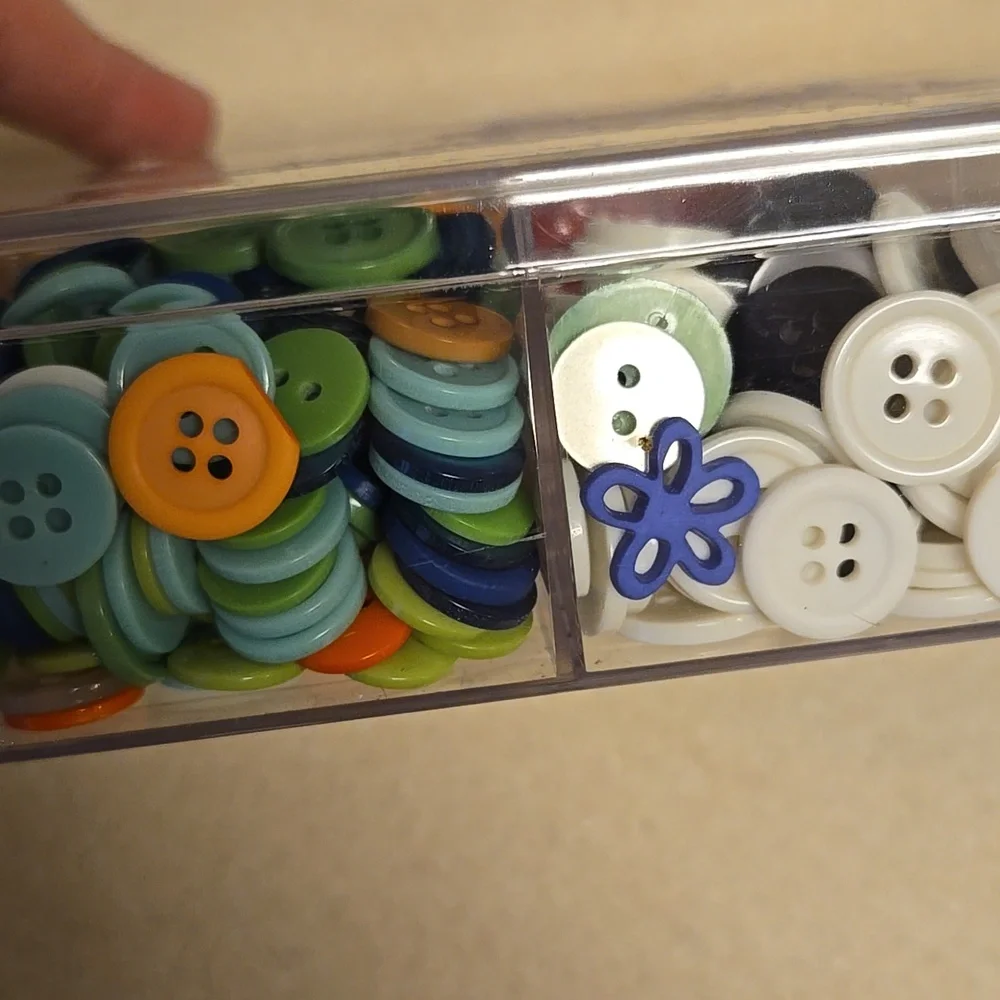 Multi-Color Button Lot With Storage Container